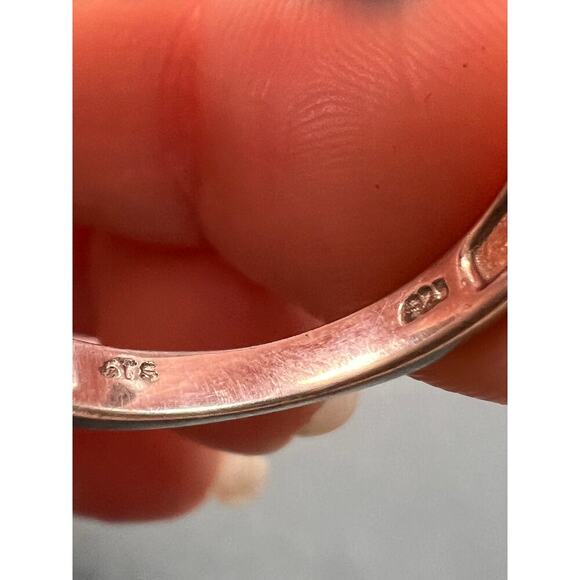 Blue tourmaline and zircon bypass ring in sterling silver size 9 - Picture 5 of 11